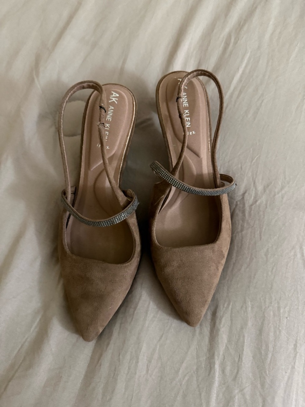 Faux suede kitten heels